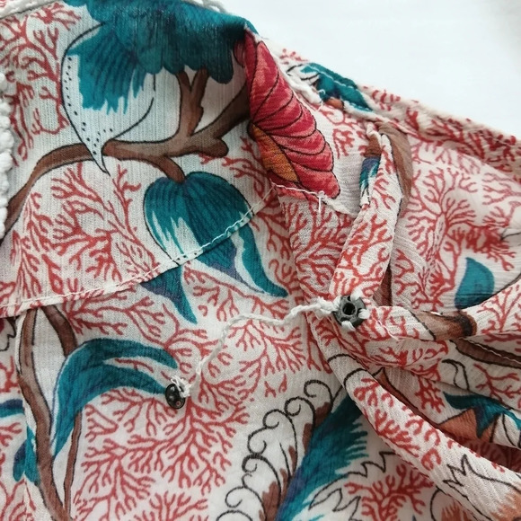 Anthropologie Maeve Adelaide Pink Wrap Midi Dress Short Sleeve Floral Small - Picture 14 of 16